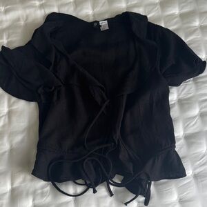 Divided Black Tie-Front Camisole